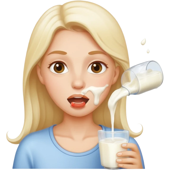 Une femme avec du lait qui sort de la bouche emoji