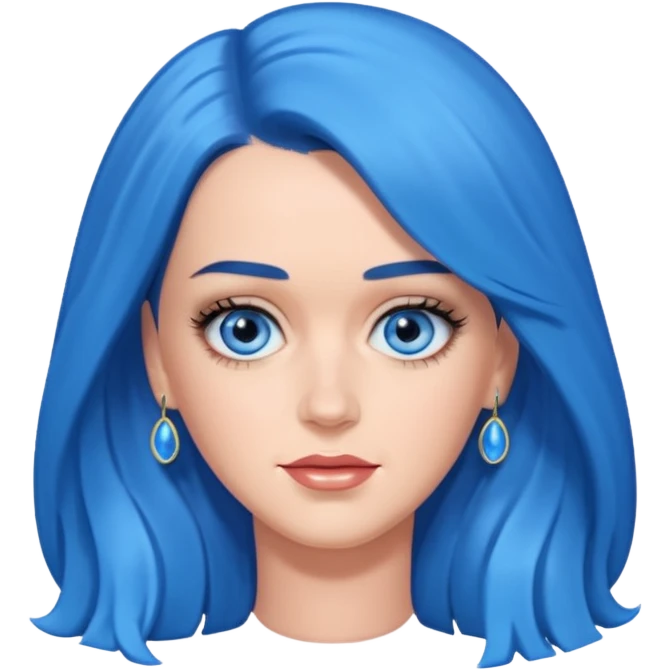 Katy Perry with blue eyes, blue long hair emoji