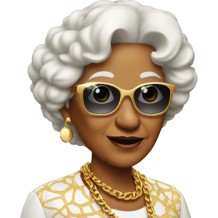 rich grandma in sunglasses with a gold chain emoji