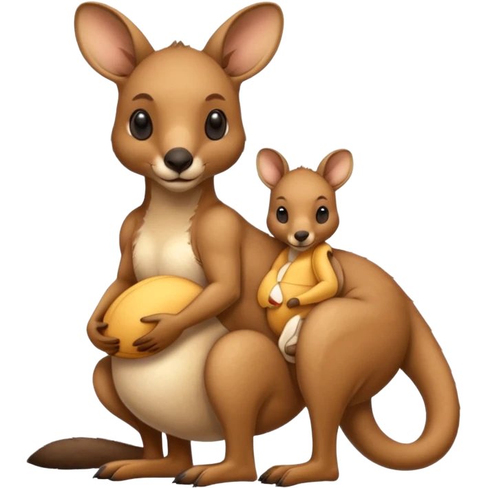 A kangaroo which has its baby kangaroo in its pouch emoji