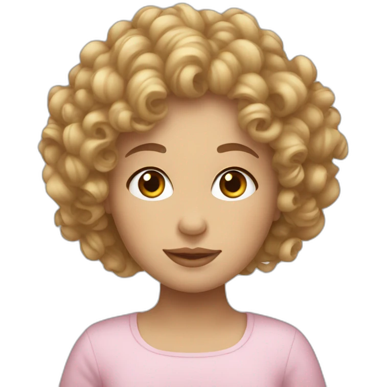 curly hair white woman with baby emoji