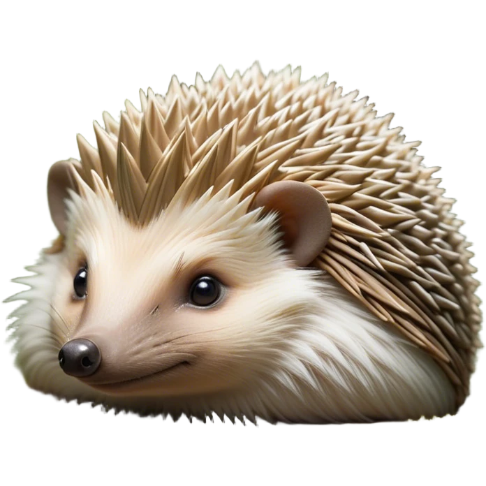 Beautiful and Majestic Hedgehog Portrait Emoji, Head and body resting in serene repose with a gentle, content smile, showcasing a delicately spiky yet soft body with eyes gently closed in peaceful slumber, Simplified yet exquisitely endearing features, highly detailed, glowing with a soft, drowsy forest light, high shine, relaxed and utterly enchanting, stylized with an air of timeless woodland majesty, soft glowing outline, capturing the essence of a beautiful and majestic hedgehog that embodies the serene charm of nature! emoji