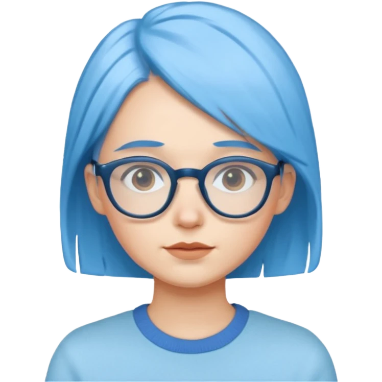 lady with baby blue hair, wearing glasses emoji