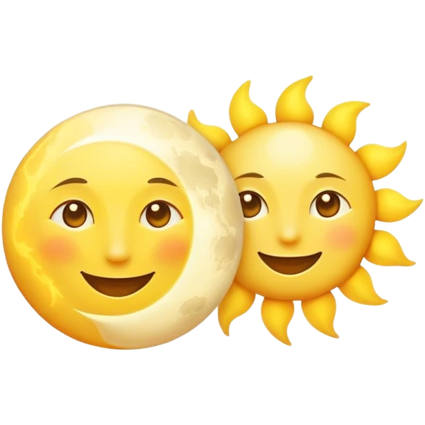 a really bright  big sun and a small moon who shines because of it. the sun is bigger and the moon bright too beside it smiling emoji