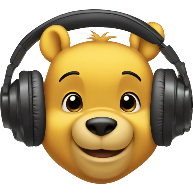Winnie Pooh holding headphones  emoji