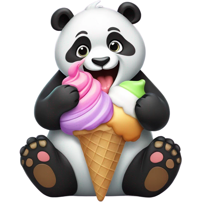 Panda eating ice cream emoji