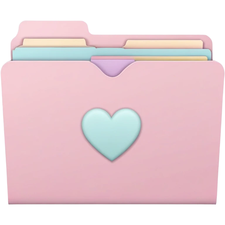 pastel file folder with pastel heart on cover  emoji