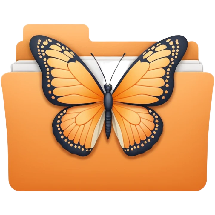 pastel orange file folder with butterfly on the cover emoji