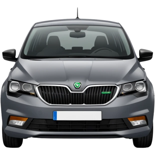 Dark grey Skoda Rapid 2018 spaceback from the front emoji
