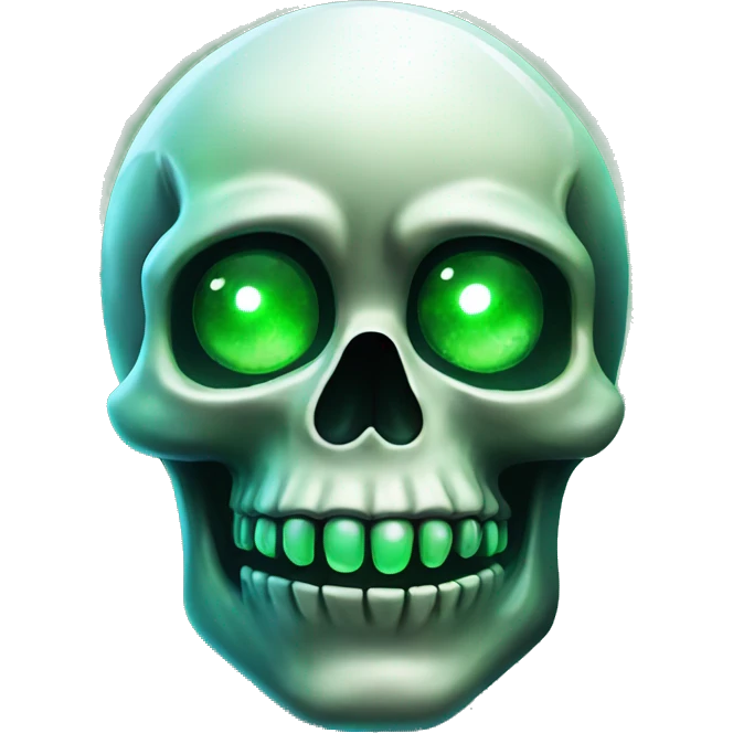  Crystal skull with glowing green eyes emoji
