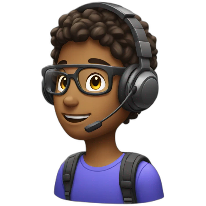A student playing plastation 5 with headset emoji