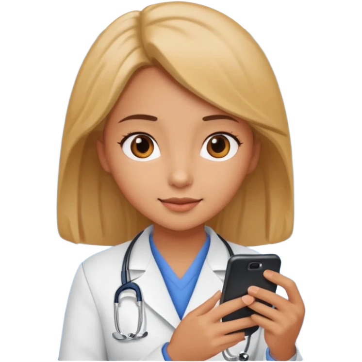 A cute veterinarian girl that watching a movie on her phone emoji