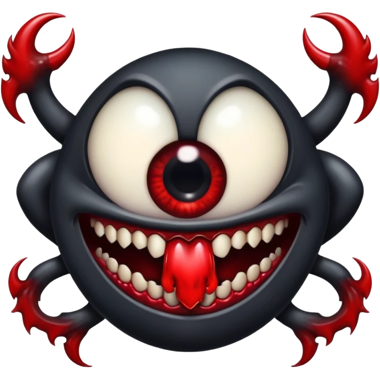 black  black black creature with big mouth big eye face and blinding blood arms emoji