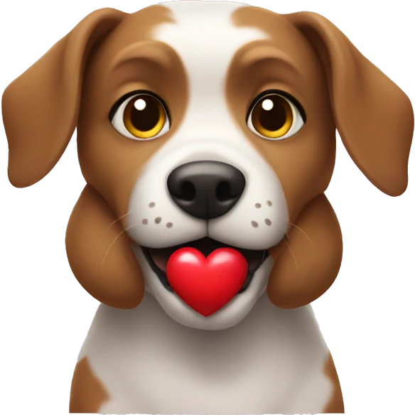 Dog holding a heart emoji