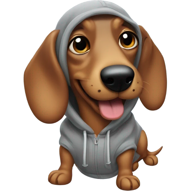 A dapple sausage dog grey hoodie winking  emoji