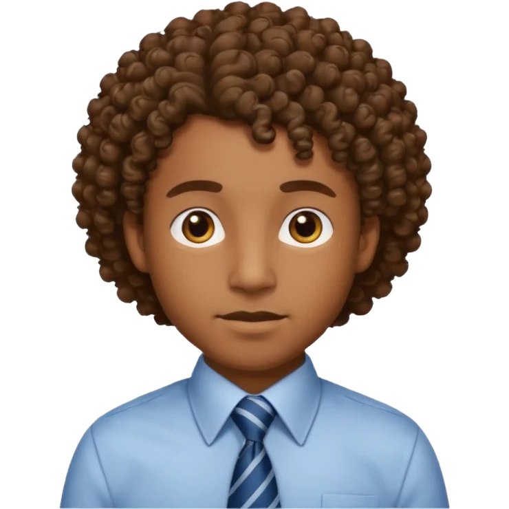 curly hair black man with tie emoji