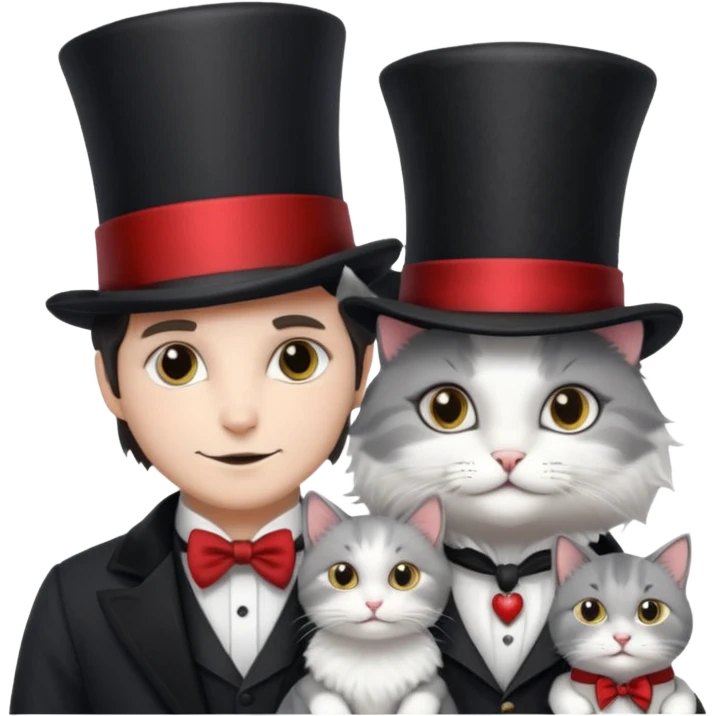 magician couple and their pet cat emoji