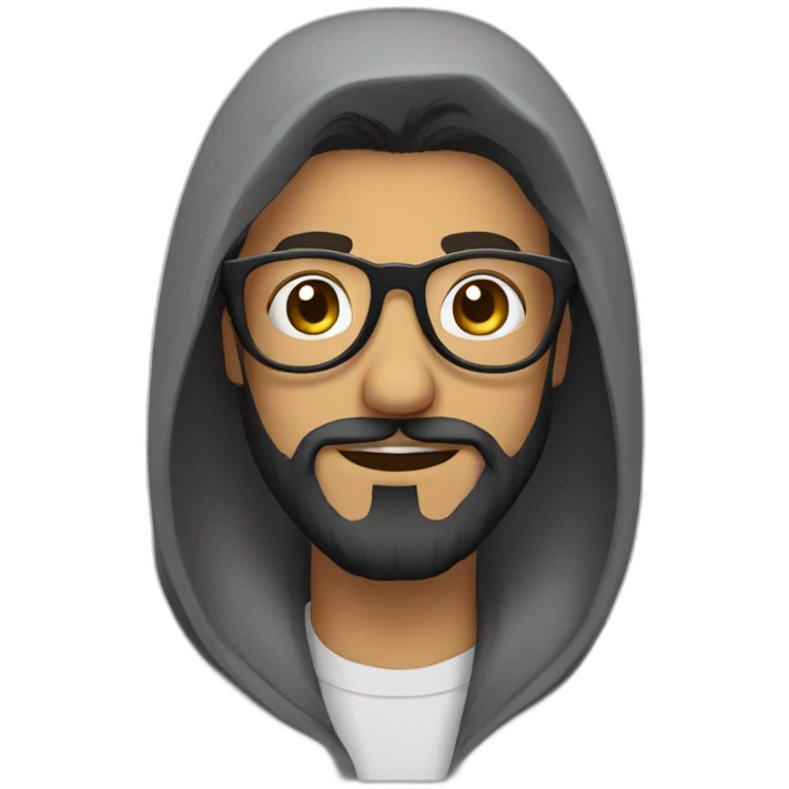 Bearded arab man with glasses and a Yorkie dog emoji