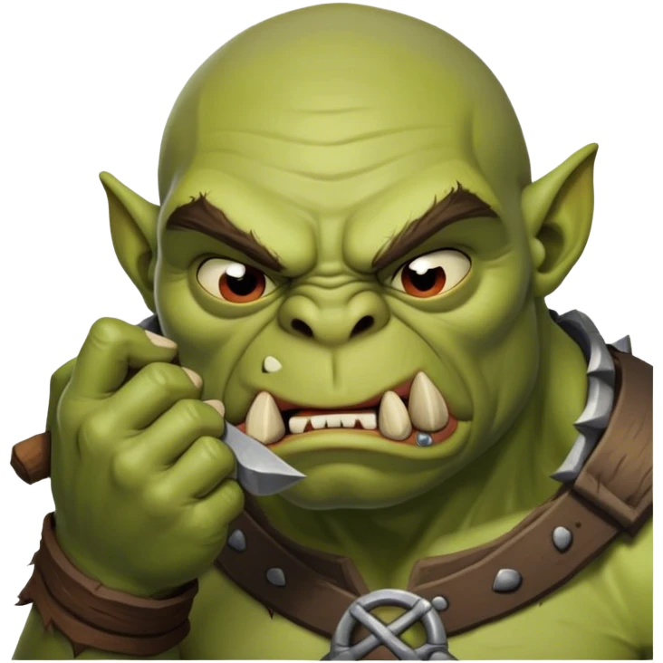 Orc huffing copium like pepe copium meme emoji