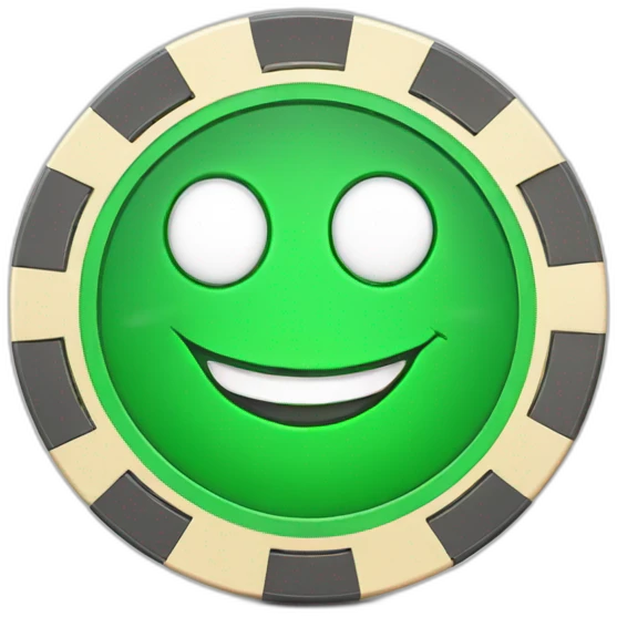 Mascot casino chip , green and smile  emoji