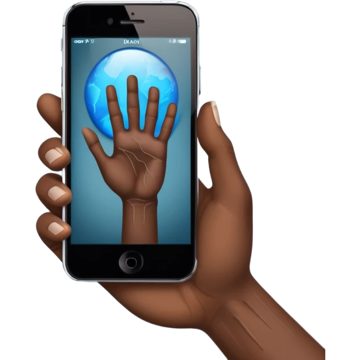 African American hand holding iPhone recording a video emoji
