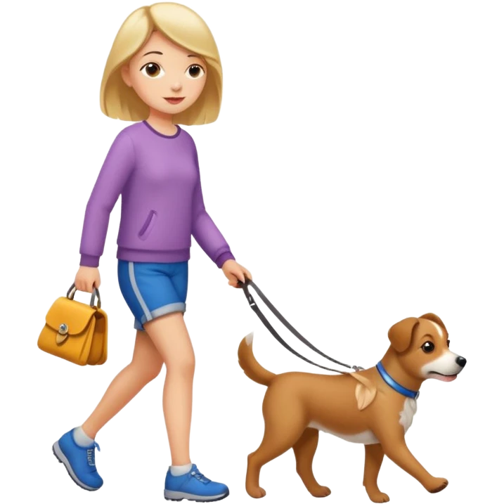 a girl walking her dog emoji