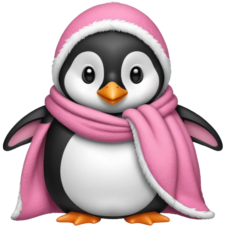 Ein Pinguin mit einer Kuschel Decke in Rosa emoji