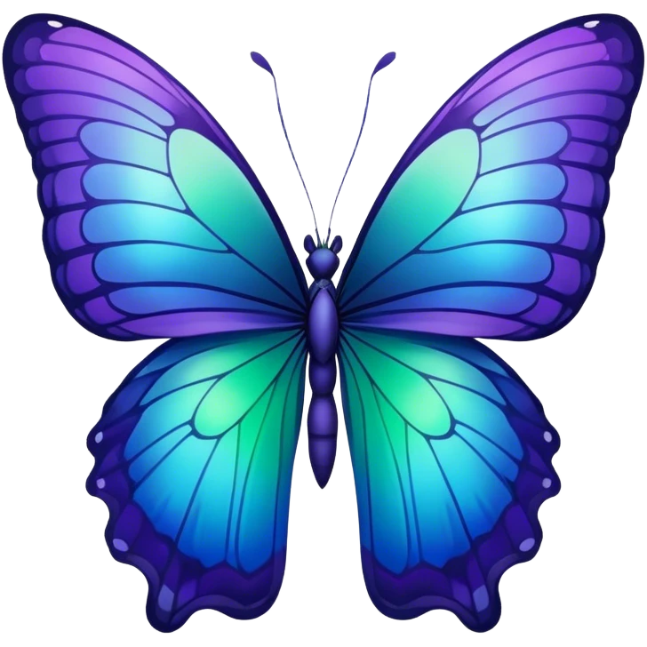 Gradient iridescent purple indigo blue cyan green butterfly emoji