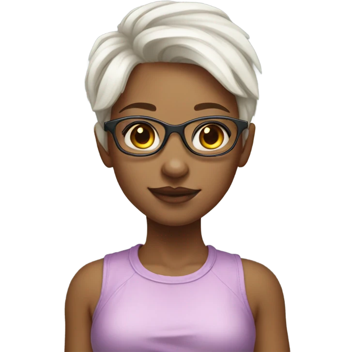 girl in glasses rainbow hair portrait white girl short hair emoji