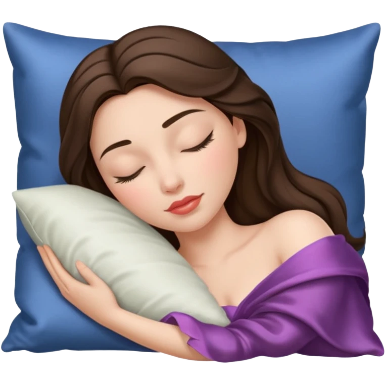sleeping beauty brunette white girl with a silk pillow emoji