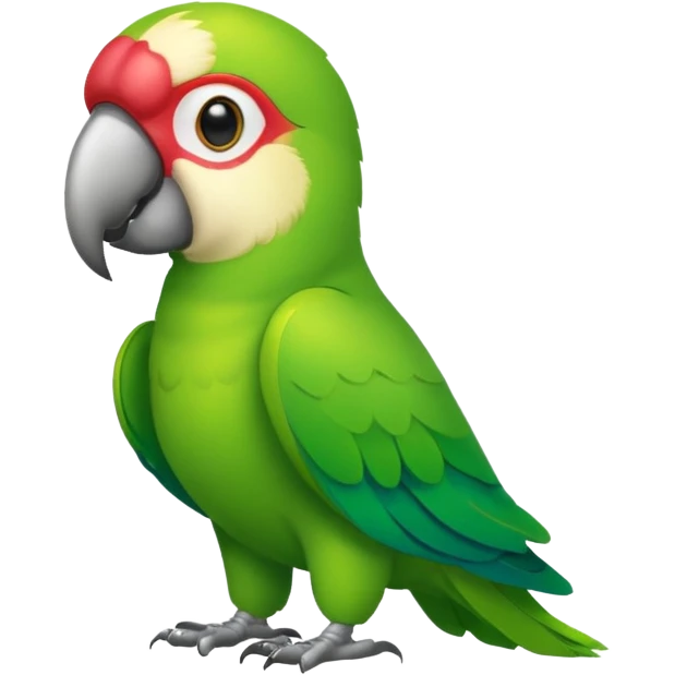 Green parrot, all green body, has money emoji