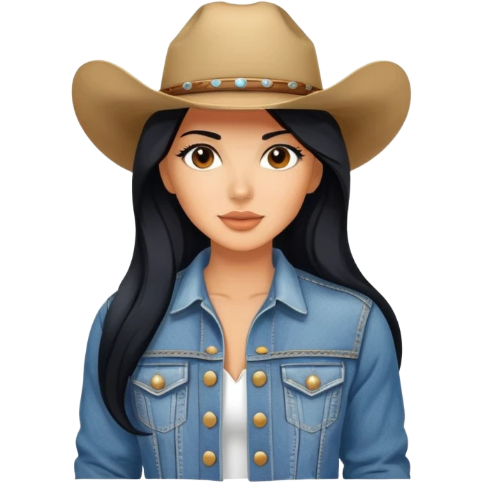 hot tanned woman with long black hair cowgirl style emoji
