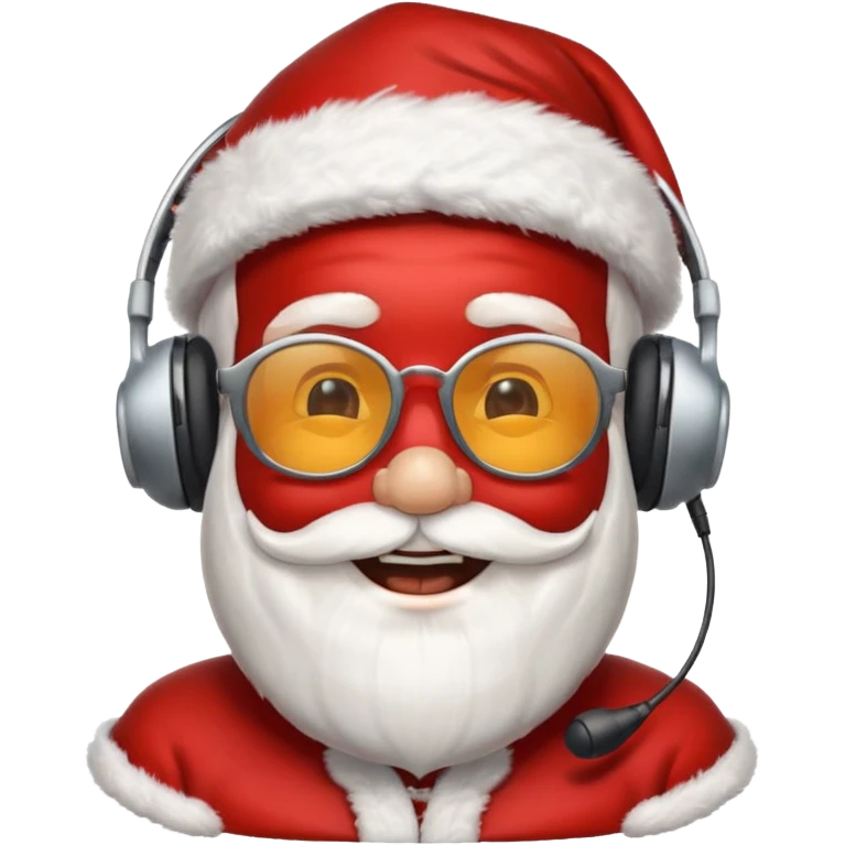 santa klaus with sunglasses with big smile with headphones emoji