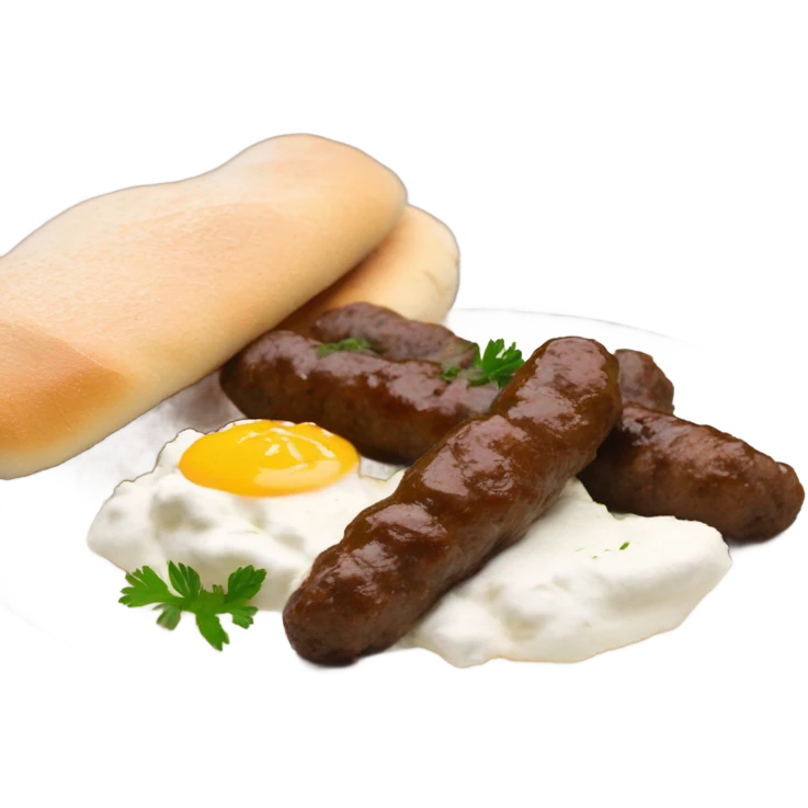 Bosnian cevapi with somun and kaymak emoji