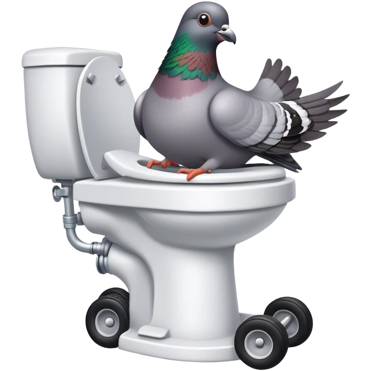 Pigeon on a go kart toilet emoji