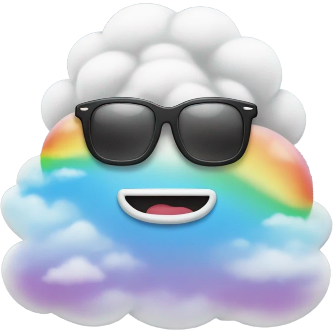 Cloud rainbow colored wearing sunglasses smikey face  emoji