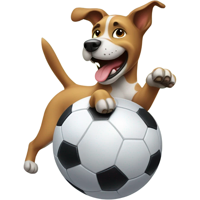 Dog playing soccer emoji
