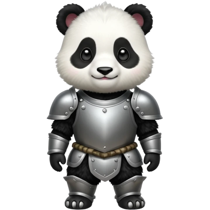 baby panda in armor, full body, smile emoji