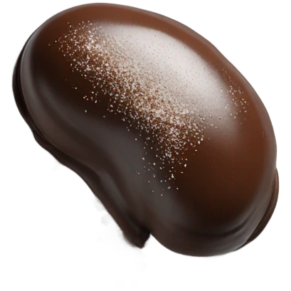 chocolate quenelle on plate with salt flakes sprinkled on top emoji