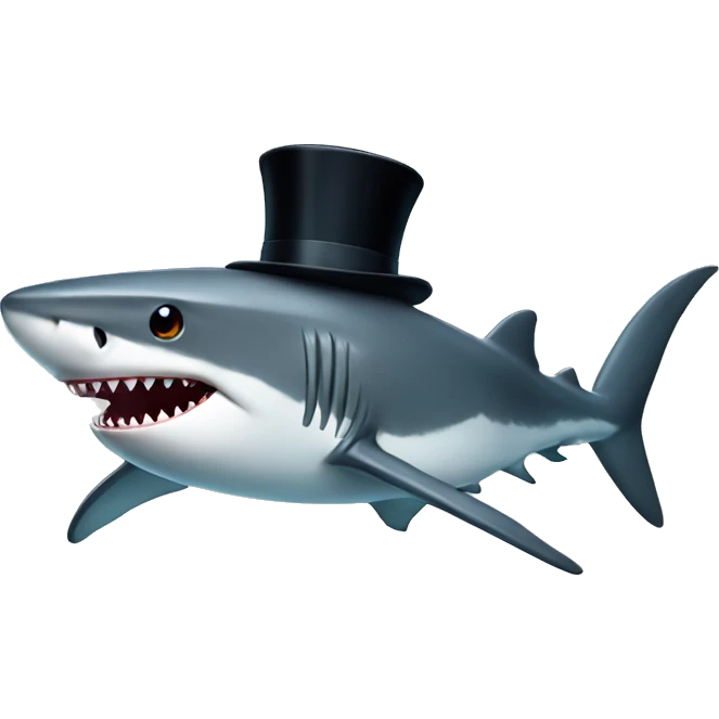 Shark with a top hat emoji