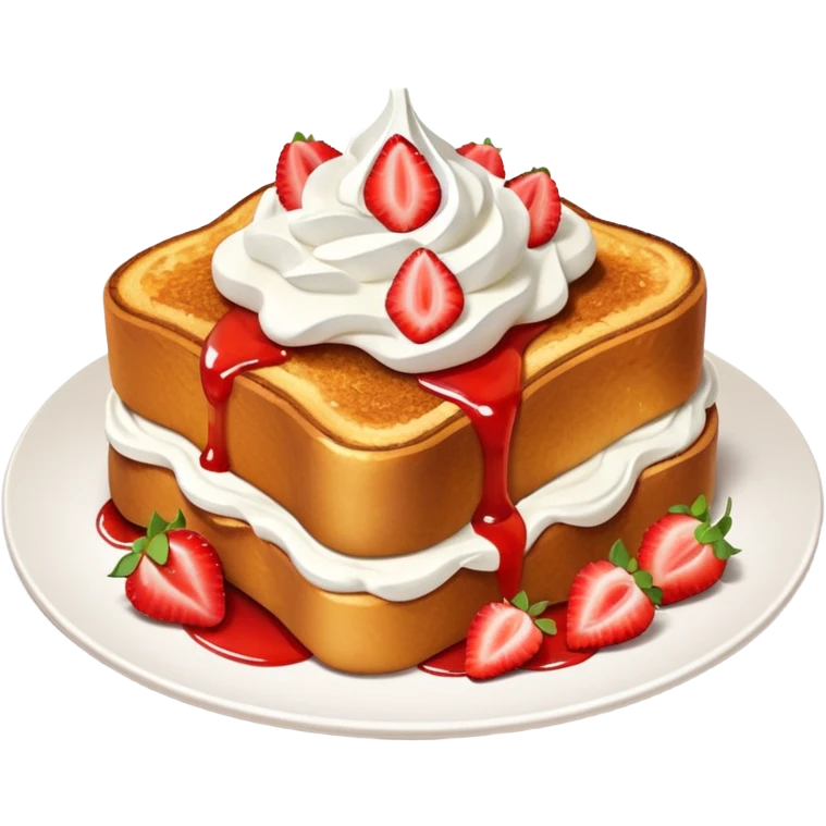 French toast with strawberry on top and whipped cream emoji