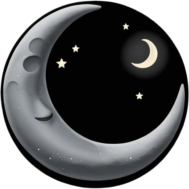 
iOS style emoji, minimal crescent, dark fantasy moon, flat emoji