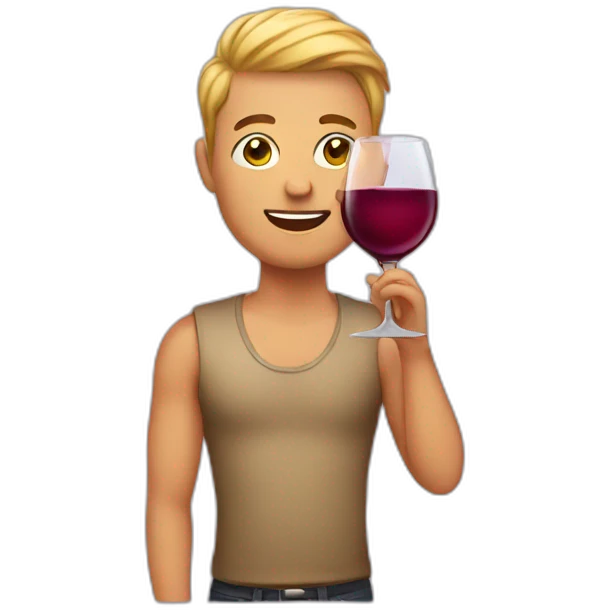 Gay with wine emoji