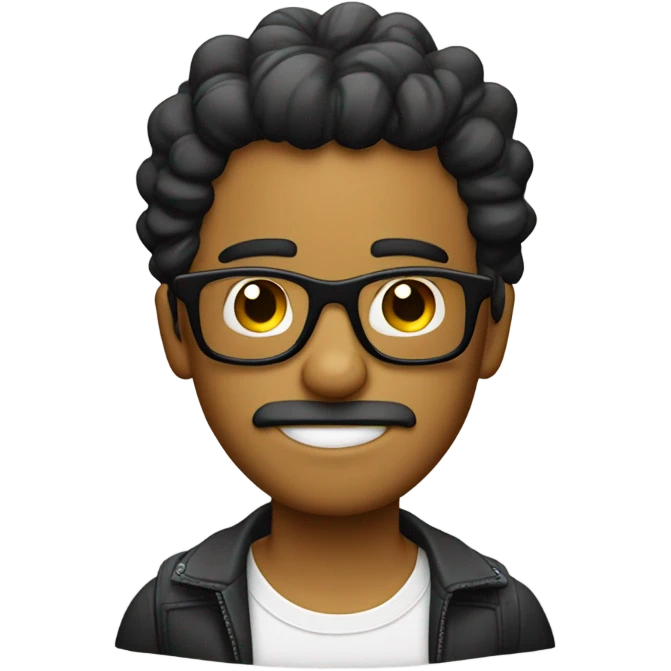Miguel, pelo rizado, gafas emoji