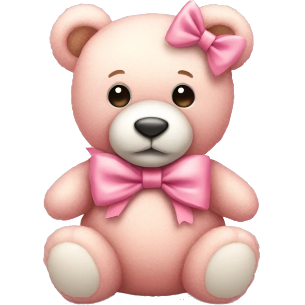 Cute light pink teddy bear with a bow  emoji