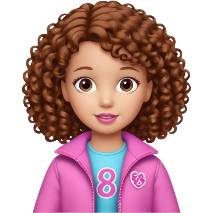 2 year old cute girl with Barbie clothes on and short curly brown hair emoji