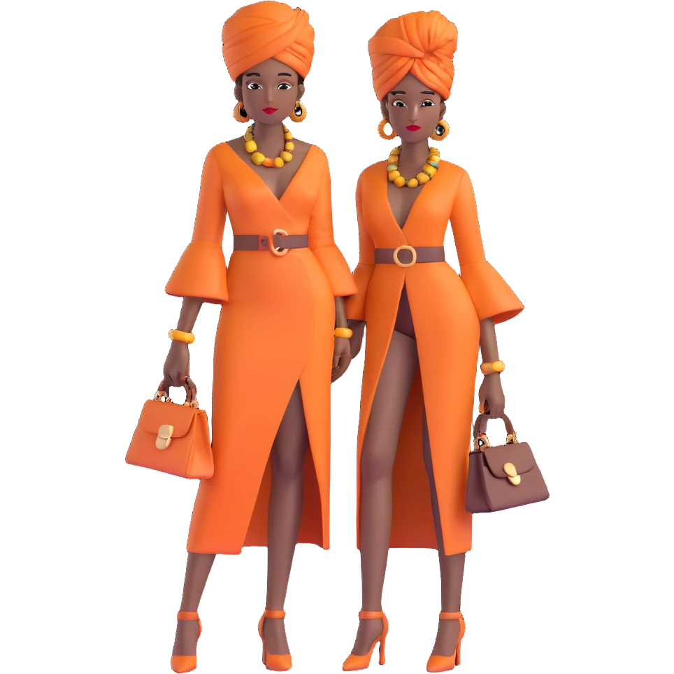 Chic African woman in high fashion outfit, elegant accessories, and contemporary urban style emoji