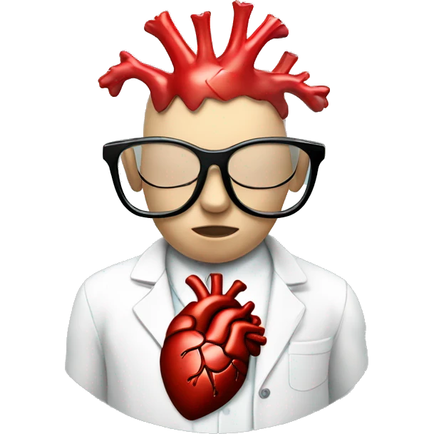 Anatomical heart with white chunky glasses  emoji