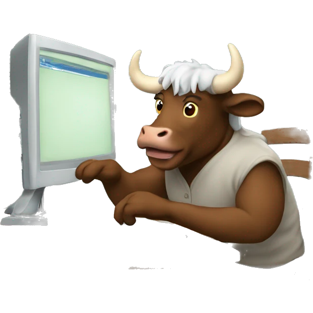 The ox is working on computer emoji