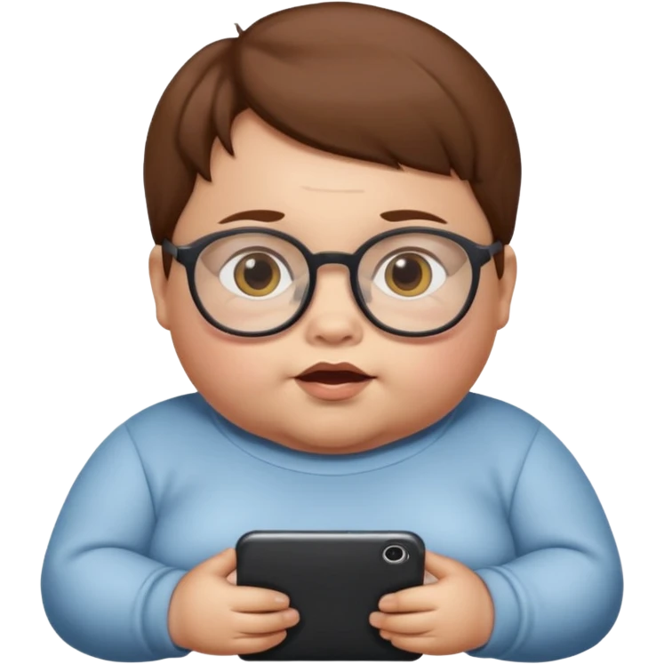 Fat baby with glasses and brown hair emoji